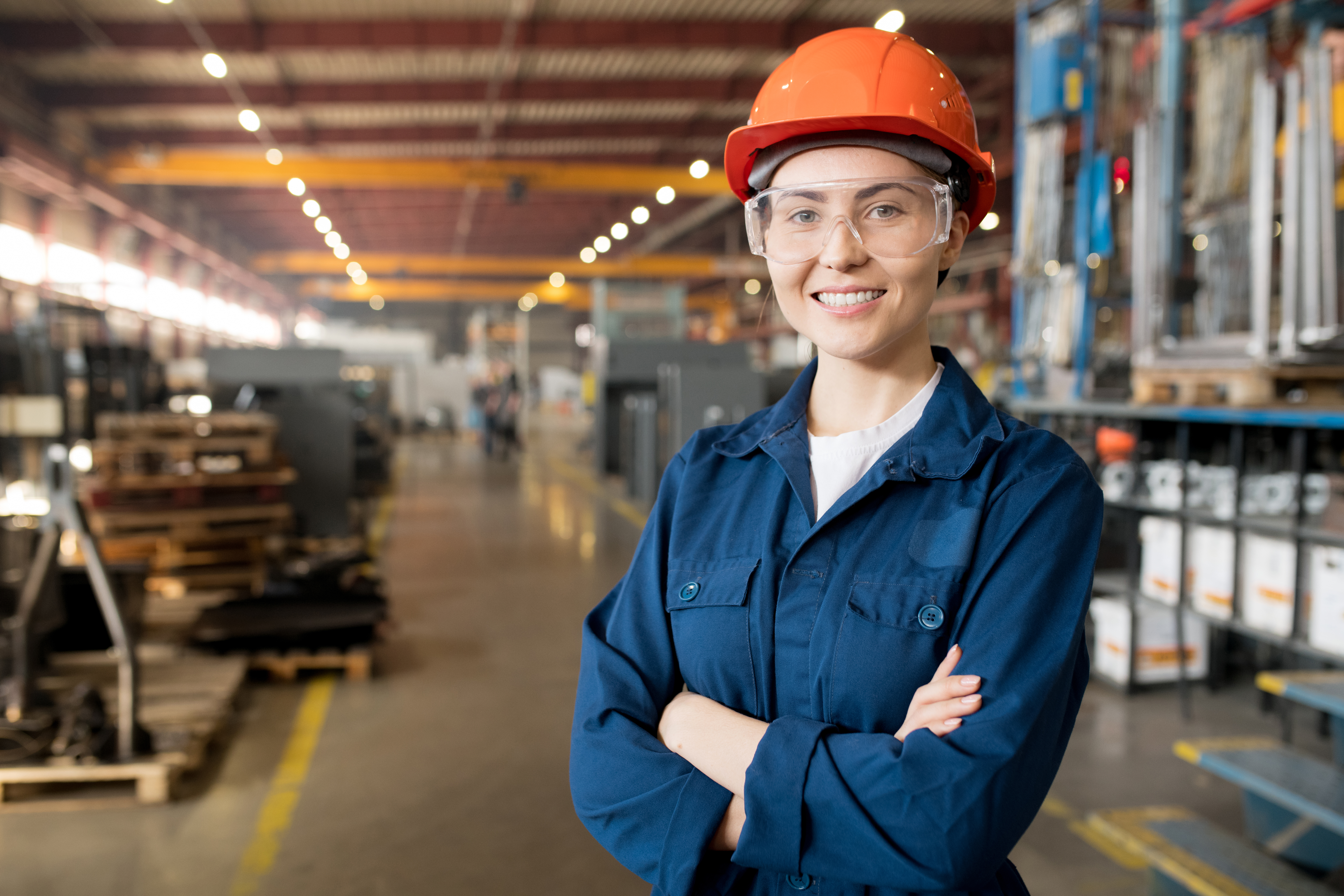 Female manufacturing employee in workplace